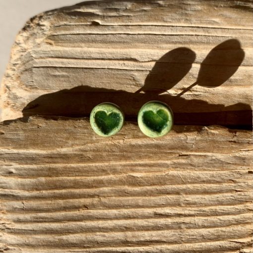 green heart earrings